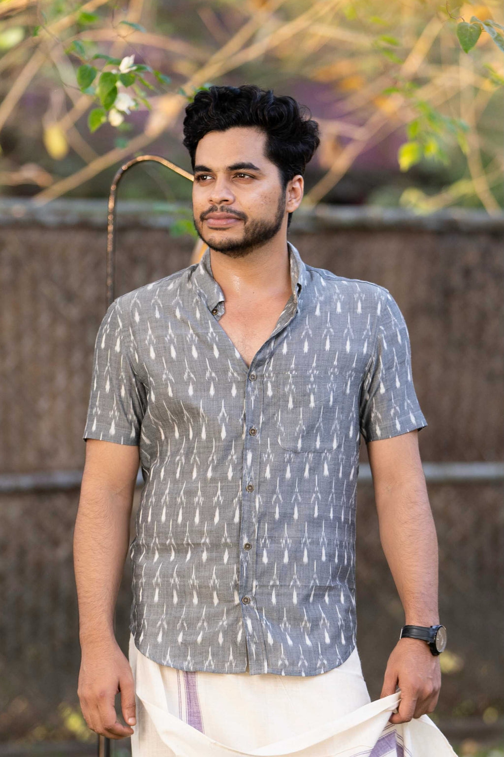 mens shirt ikat handwoven tie and dye mens wear printed shirt