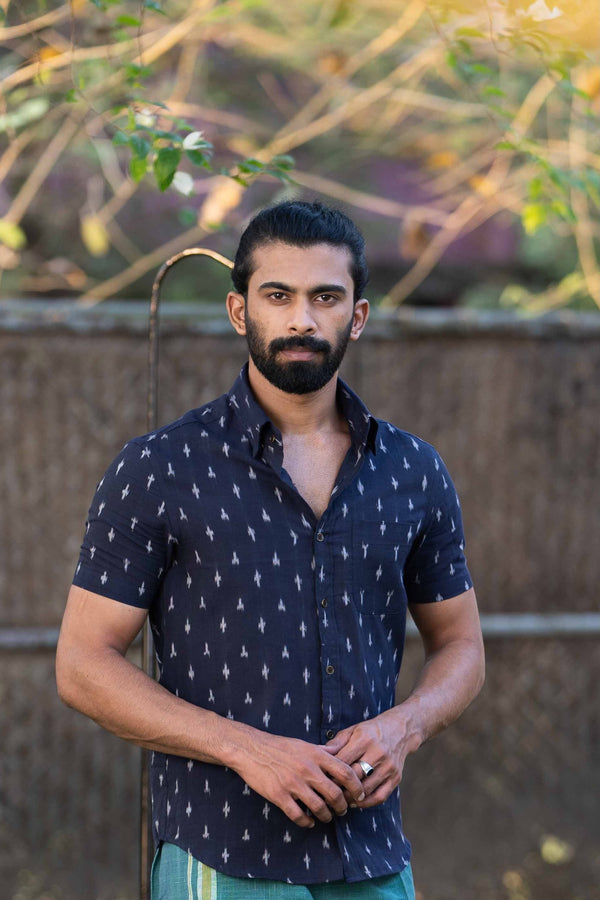 Handwoven Ikat shirt  Full sleeves Pure cotton Sustainable mens clothing handloom tie dye mens shirt seamstressindia