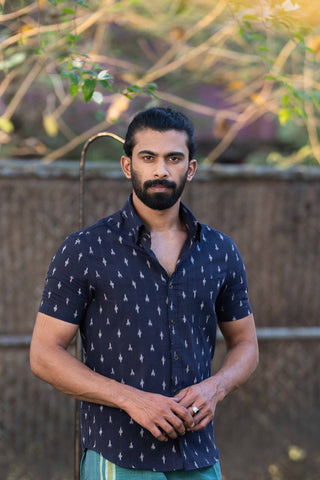 Handwoven Ikat shirt  Full sleeves Pure cotton Sustainable mens clothing handloom tie dye mens shirt seamstressindia