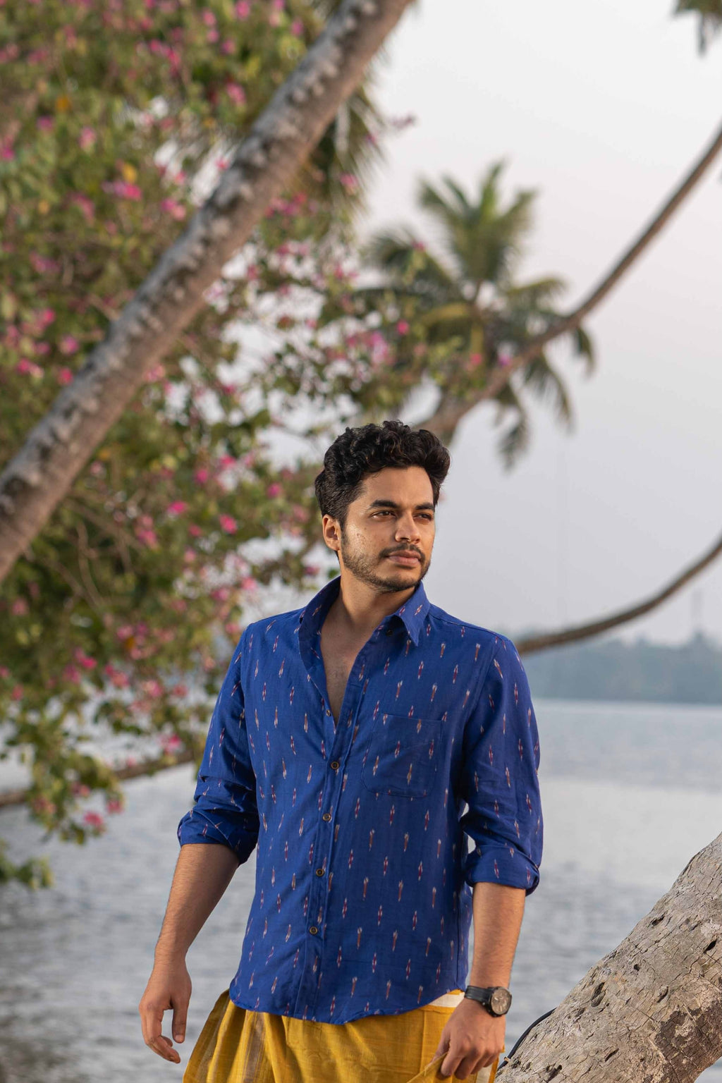 Handwoven Ikat shirt  Full sleeves Pure cotton Sustainable mens clothing handloom tie dye mens shirt seamstressindia