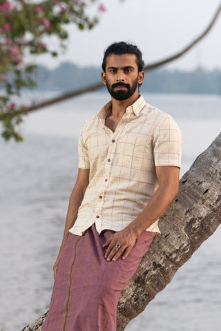 Handwoven Ikat shirt Mandarin Collar Full sleeves Pure cotton Sustainable mens clothing handloom tie dye mens shirt seamstressindia