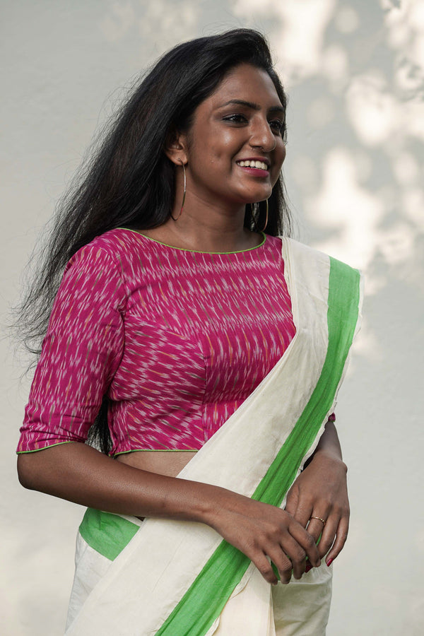 Handloom readymade perfect fit cotton saree blouse crop top for festival seamstressindia kerala pure cotton
