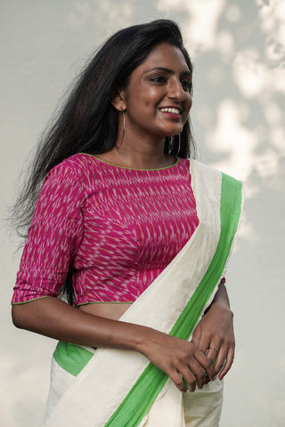 Handloom readymade perfect fit cotton saree blouse crop top for festival seamstressindia kerala pure cotton