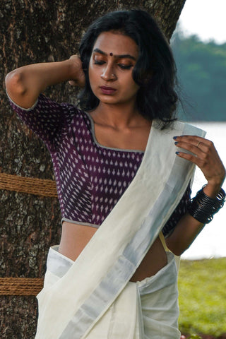 Handloom readymade perfect fit cotton saree blouse crop top for festival seamstressindia kerala pure cotton ikat