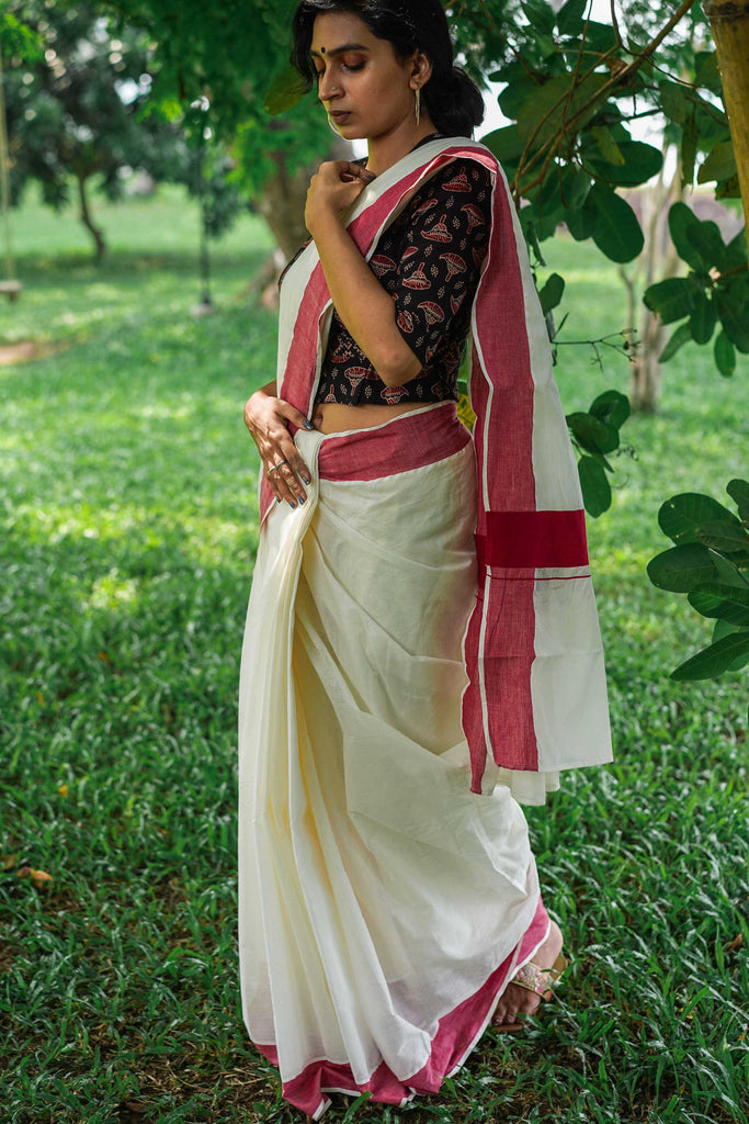 Brick Red Setu Saree – The Kaithari Project