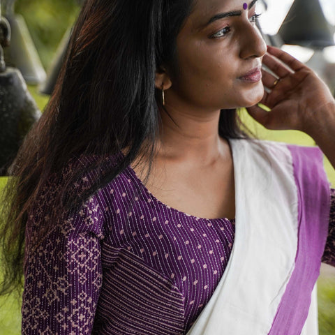 Handloom readymade perfect fit cotton saree blouse crop top for festival seamstressindia kerala pure cotton ikat