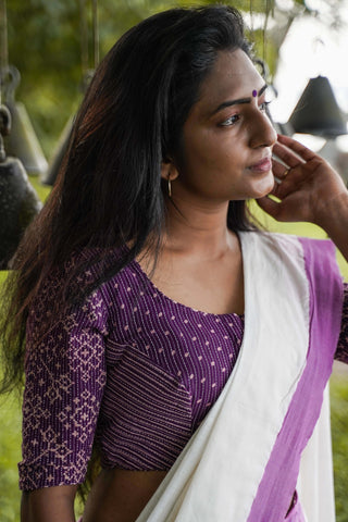 Handloom readymade perfect fit cotton saree blouse crop top for festival seamstressindia kerala pure cotton ikat