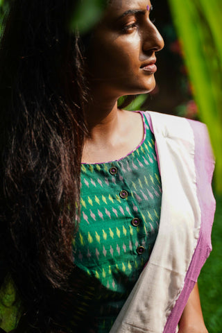 Handloom readymade perfect fit cotton saree blouse crop top for festival seamstressindia kerala pure cotton ikat patchwork upcycled