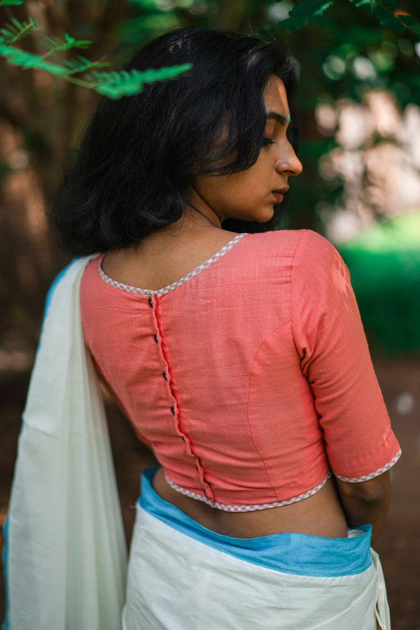 Handloom readymade perfect fit cotton saree blouse crop top for festival seamstressindia kerala pure cotton ikat patchwork upcycled